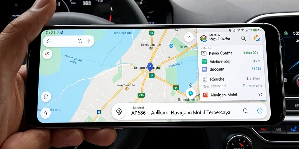 Tampilan antarmuka AP686 yang intuitif untuk navigasi mobil.