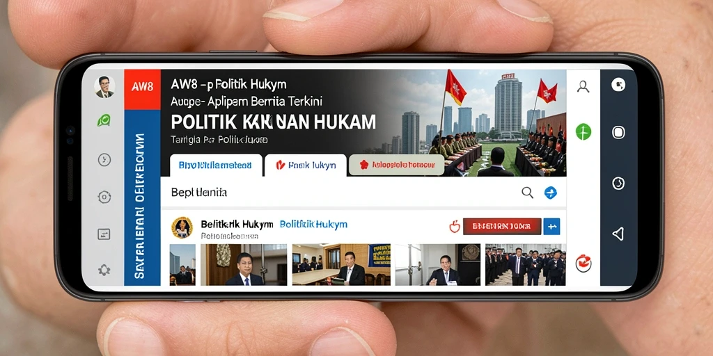 Tampilan antarmuka aplikasi AW8 dengan informasi politik terkini.