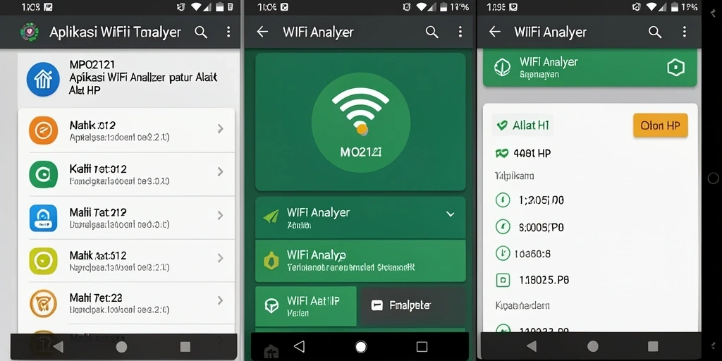 Tampilan antarmuka aplikasi MPO2121 WiFi Analyzer yang informatif.
