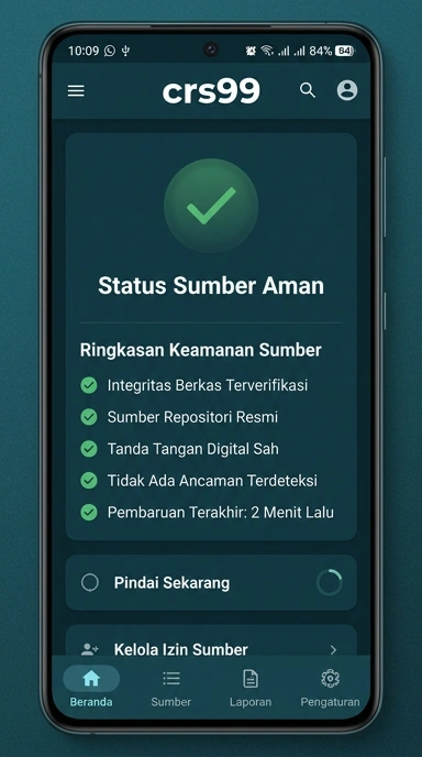 Tampilan kanal resmi crs99